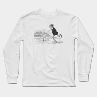 Cottagecore Frog Ice Skating, Toad Gentleman in Danger, Vintage Frogcore Fairytale Long Sleeve T-Shirt